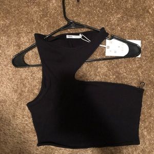Black Zara cut out crop top
